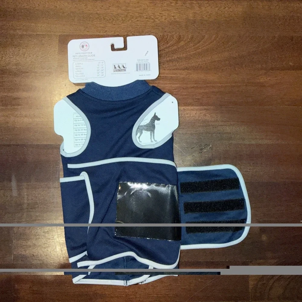 New York Yankees Petwear Soothing Solution Sz M Navy Tummy Band Zip Official